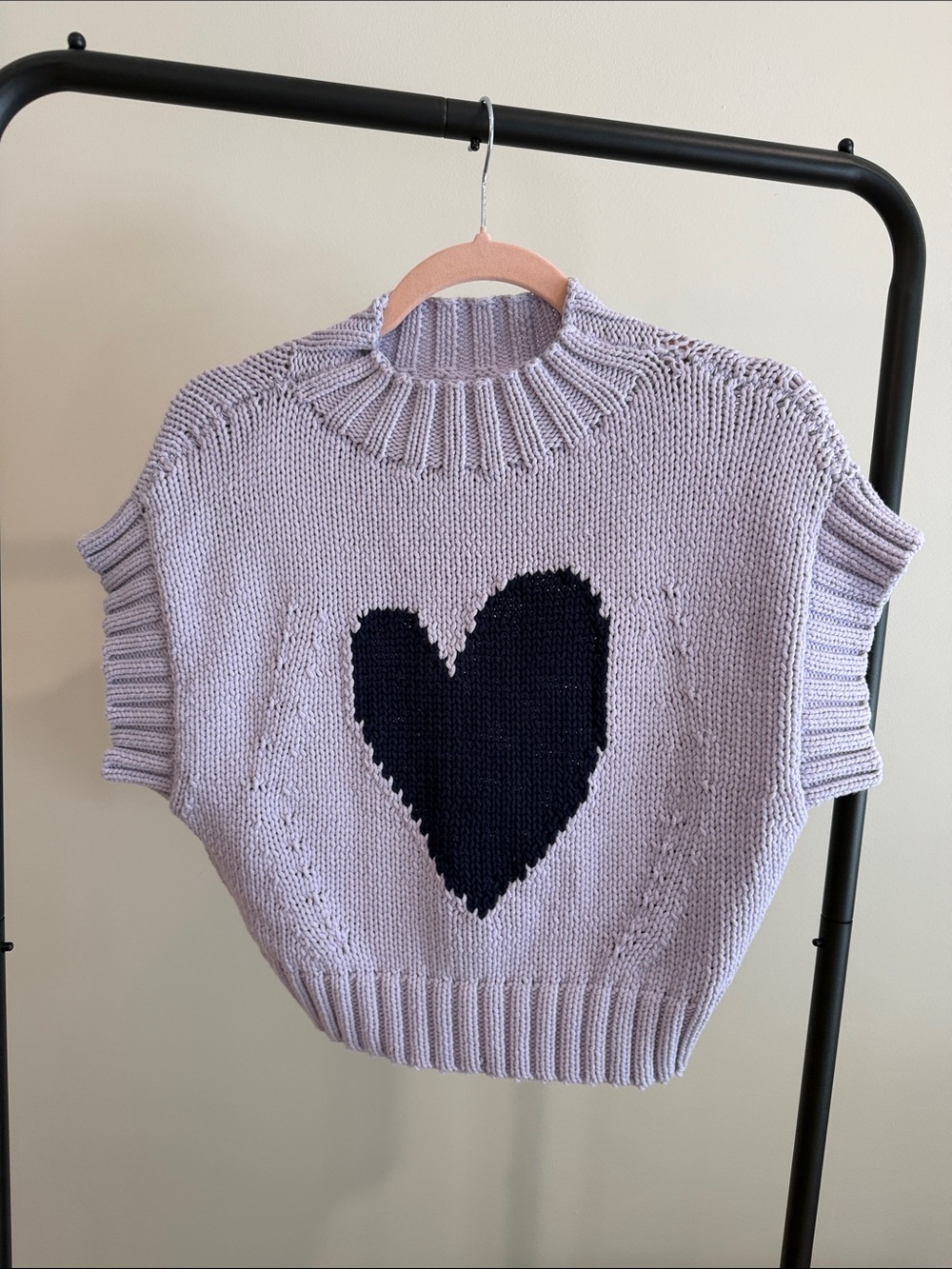 Anthropologie Lavender Knit Heart Sweater Vest - Lavender & Black